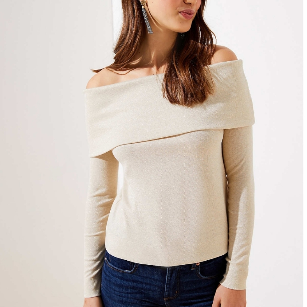 LOFT off shoulder knit top - Picture 1 of 4